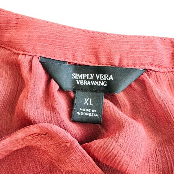 Simply Vera Vera Wang Ruffle Lace Blouse-NWT Size XL Rose Color - Picture 6 of 9